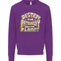 Destroy Patriarchy Not the Planet Climate Change Kids Sweatshirt Jumper Purple