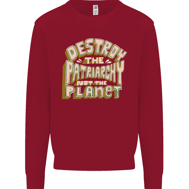 Destroy Patriarchy Not the Planet Climate Change Kids Sweatshirt Jumper Red