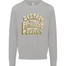 Destroy Patriarchy Not the Planet Climate Change Kids Sweatshirt Jumper Sports Grey