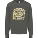 Destroy Patriarchy Not the Planet Climate Change Kids Sweatshirt Jumper Storm Grey