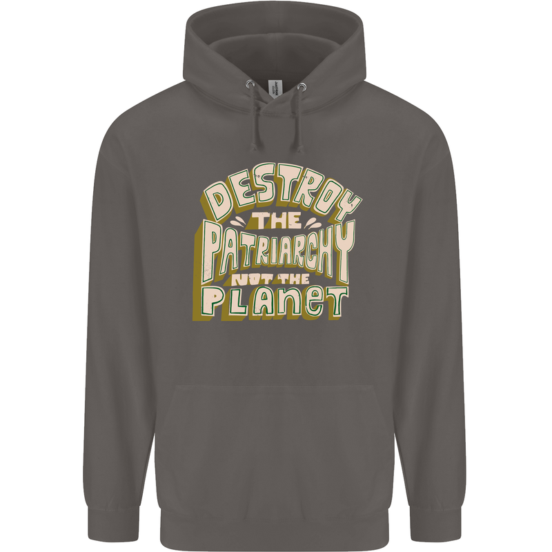 Destroy Patriarchy Not the Planet Climate Change Mens 80% Cotton Hoodie Charcoal