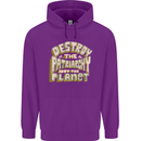Destroy Patriarchy Not the Planet Climate Change Mens 80% Cotton Hoodie Purple