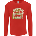 Destroy Patriarchy Not the Planet Climate Change Mens Long Sleeve T-Shirt Red