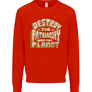 Destroy Patriarchy Not the Planet Climate Change Mens Sweatshirt Jumper Bright Red