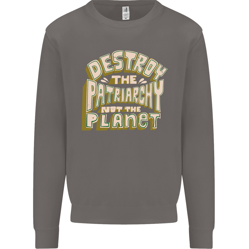 Destroy Patriarchy Not the Planet Climate Change Mens Sweatshirt Jumper Charcoal