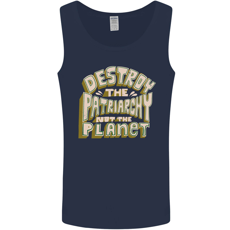 Destroy Patriarchy Not the Planet Climate Change Mens Vest Tank Top Navy Blue