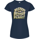 Destroy Patriarchy Not the Planet Climate Change Womens Petite Cut T-Shirt Navy Blue