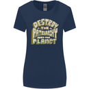 Destroy Patriarchy Not the Planet Climate Change Womens Wider Cut T-Shirt Navy Blue