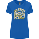 Destroy Patriarchy Not the Planet Climate Change Womens Wider Cut T-Shirt Royal Blue