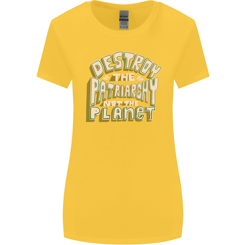 Destroy Patriarchy Not the Planet Climate Change Womens Wider Cut T-Shirt Yellow