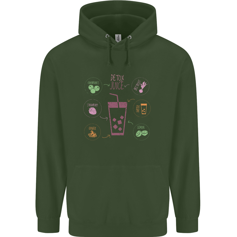 Detox Juice Hangover Cure Healthy Childrens Kids Hoodie Forest Green