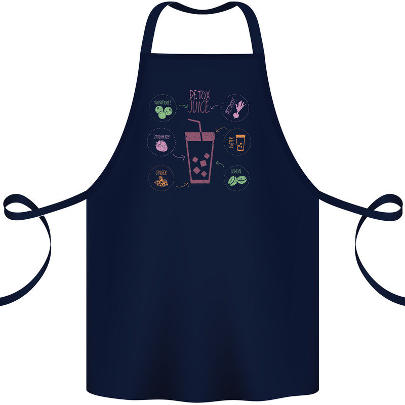 Detox Juice Hangover Cure Healthy Cotton Apron 100% Organic Navy Blue