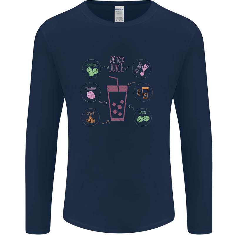 Detox Juice Hangover Cure Healthy Mens Long Sleeve T-Shirt Navy Blue