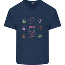 Detox Juice Hangover Cure Healthy Mens V-Neck Cotton T-Shirt Navy Blue