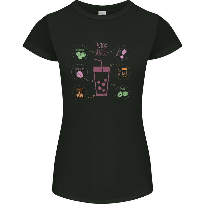 Detox Juice Hangover Cure Healthy Womens Petite Cut T-Shirt Black