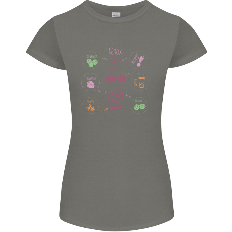 Detox Juice Hangover Cure Healthy Womens Petite Cut T-Shirt Charcoal