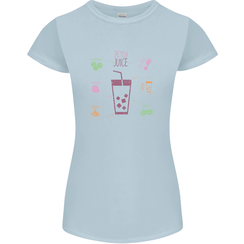 Detox Juice Hangover Cure Healthy Womens Petite Cut T-Shirt Light Blue