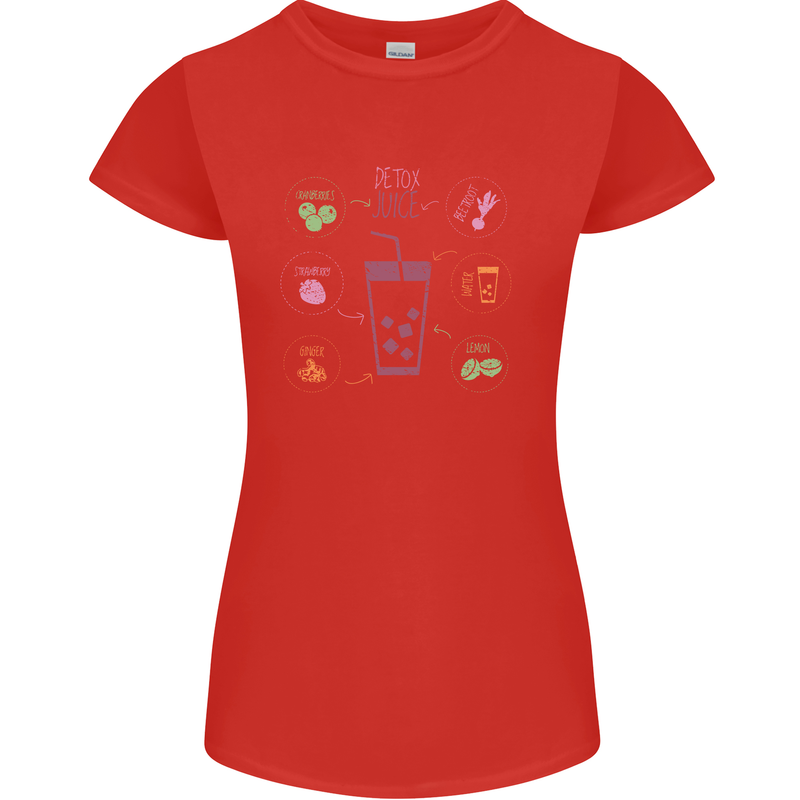 Detox Juice Hangover Cure Healthy Womens Petite Cut T-Shirt Red
