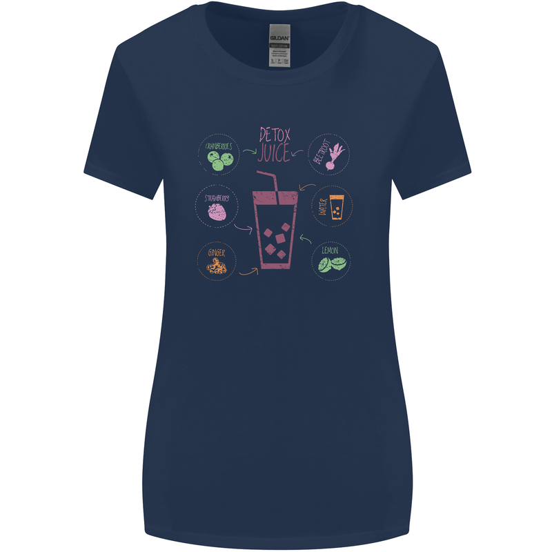 Detox Juice Hangover Cure Healthy Womens Wider Cut T-Shirt Navy Blue