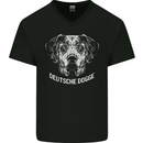 Deutsche Dogge Great Dane Dog Mens V-Neck Cotton T-Shirt Black