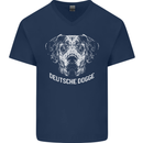 Deutsche Dogge Great Dane Dog Mens V-Neck Cotton T-Shirt Navy Blue