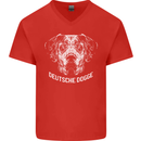Deutsche Dogge Great Dane Dog Mens V-Neck Cotton T-Shirt Red