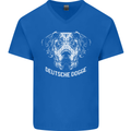 Deutsche Dogge Great Dane Dog Mens V-Neck Cotton T-Shirt Royal Blue