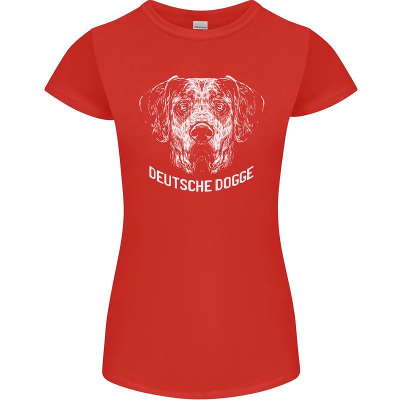 Deutsche Dogge Great Dane Dog Womens Petite Cut T-Shirt Red