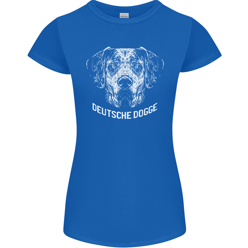 Deutsche Dogge Great Dane Dog Womens Petite Cut T-Shirt Royal Blue