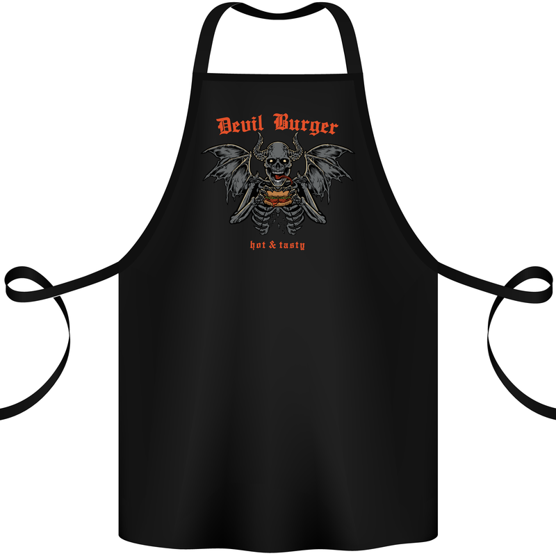 Devil Burger Demon Satan Grim Reaper BBQ Cotton Apron 100% Organic Black