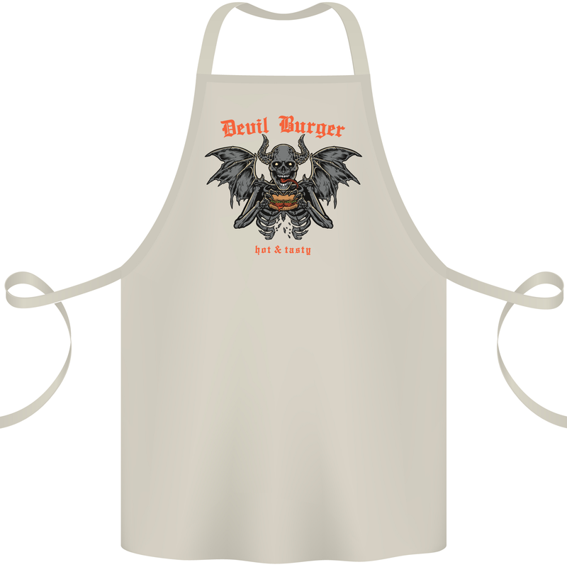 Devil Burger Demon Satan Grim Reaper BBQ Cotton Apron 100% Organic Natural