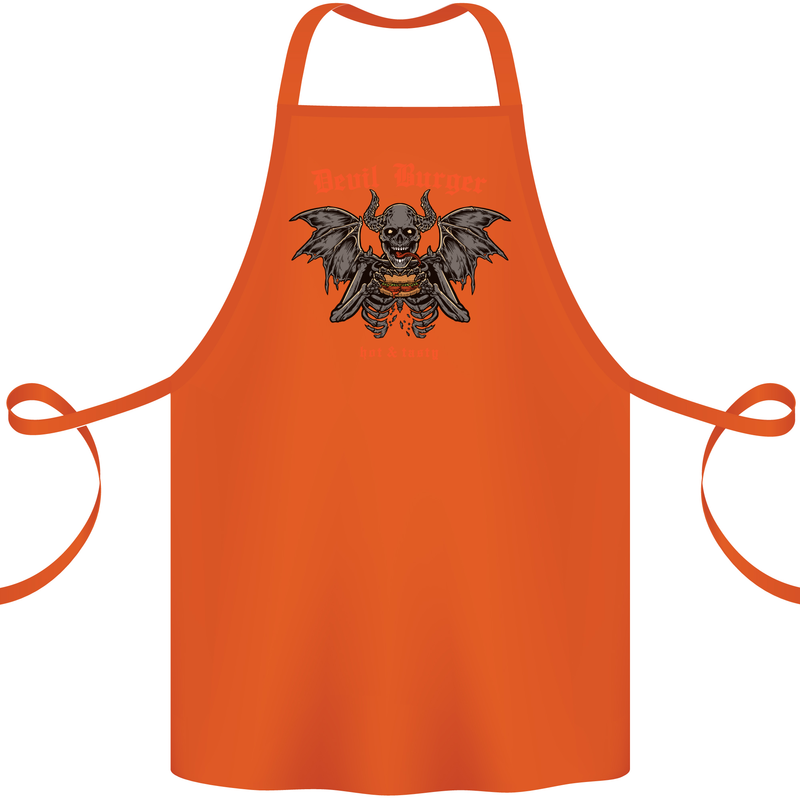 Devil Burger Demon Satan Grim Reaper BBQ Cotton Apron 100% Organic Orange