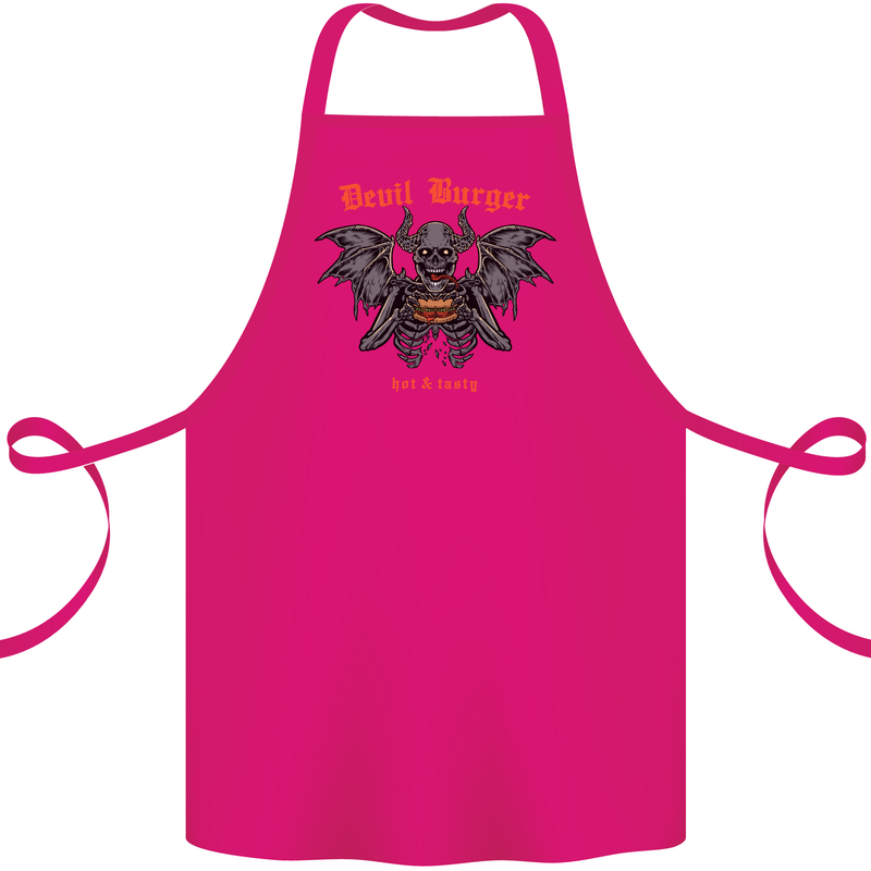 Devil Burger Demon Satan Grim Reaper BBQ Cotton Apron 100% Organic Pink