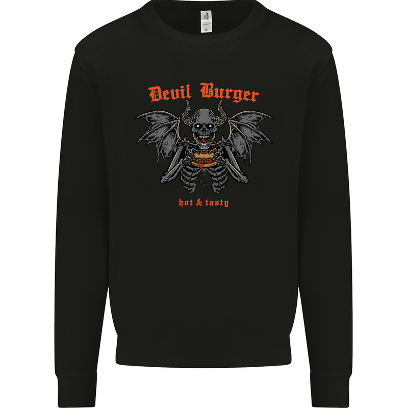 Devil Burger Demon Satan Grim Reaper BBQ Kids Sweatshirt Jumper Black