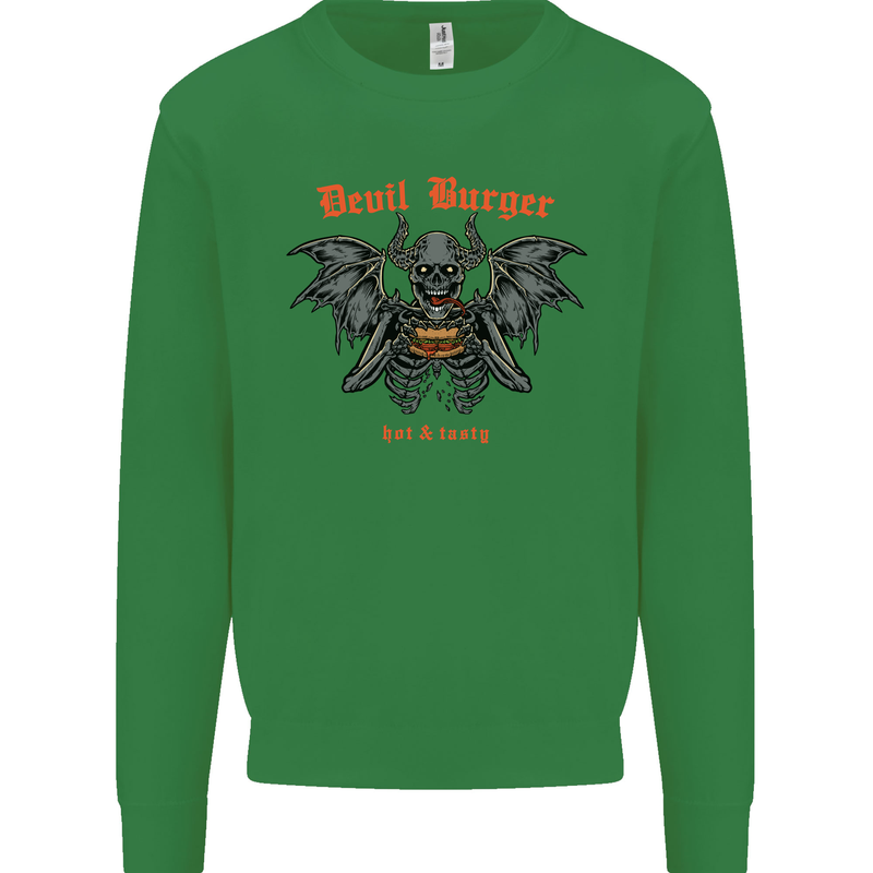 Devil Burger Demon Satan Grim Reaper BBQ Kids Sweatshirt Jumper Irish Green