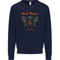 Devil Burger Demon Satan Grim Reaper BBQ Kids Sweatshirt Jumper Navy Blue