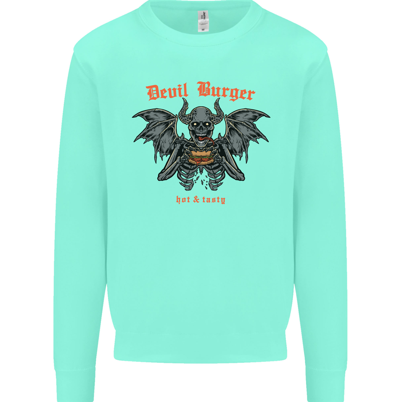 Devil Burger Demon Satan Grim Reaper BBQ Kids Sweatshirt Jumper Peppermint