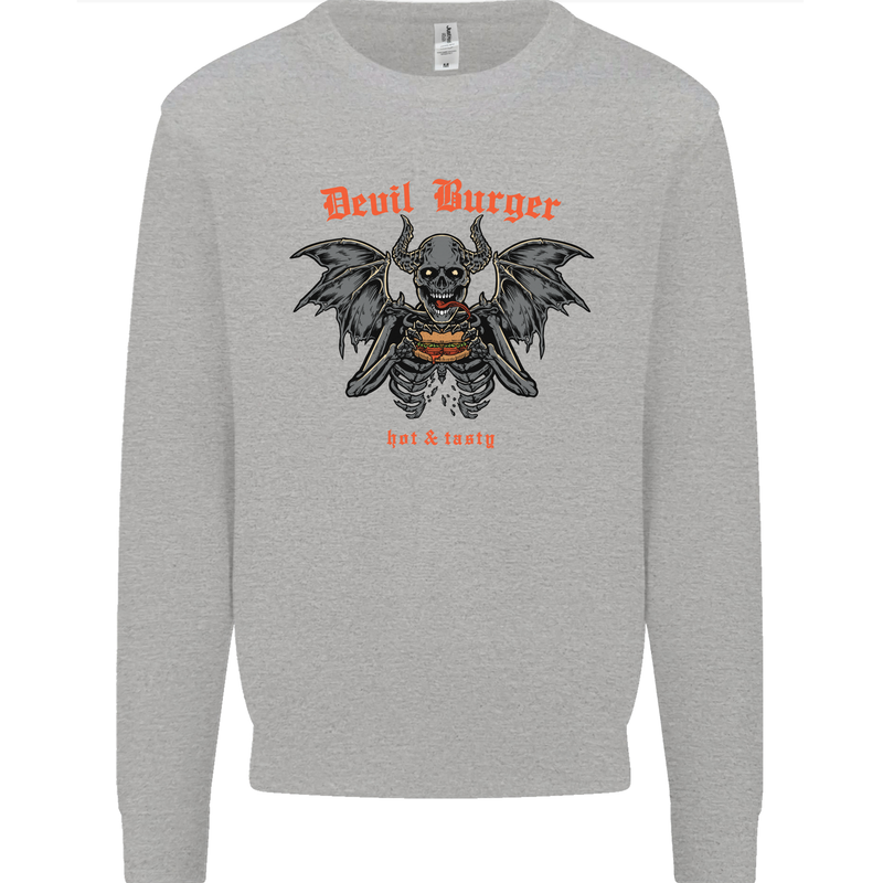Devil Burger Demon Satan Grim Reaper BBQ Kids Sweatshirt Jumper Sports Grey