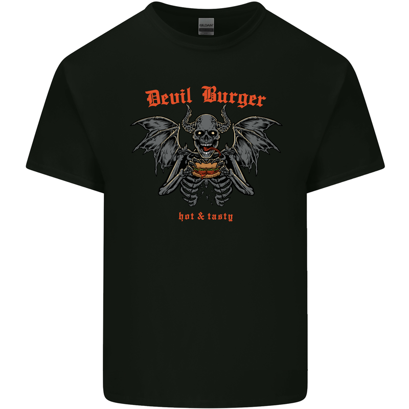Devil Burger Demon Satan Grim Reaper BBQ Kids T-Shirt Childrens Black