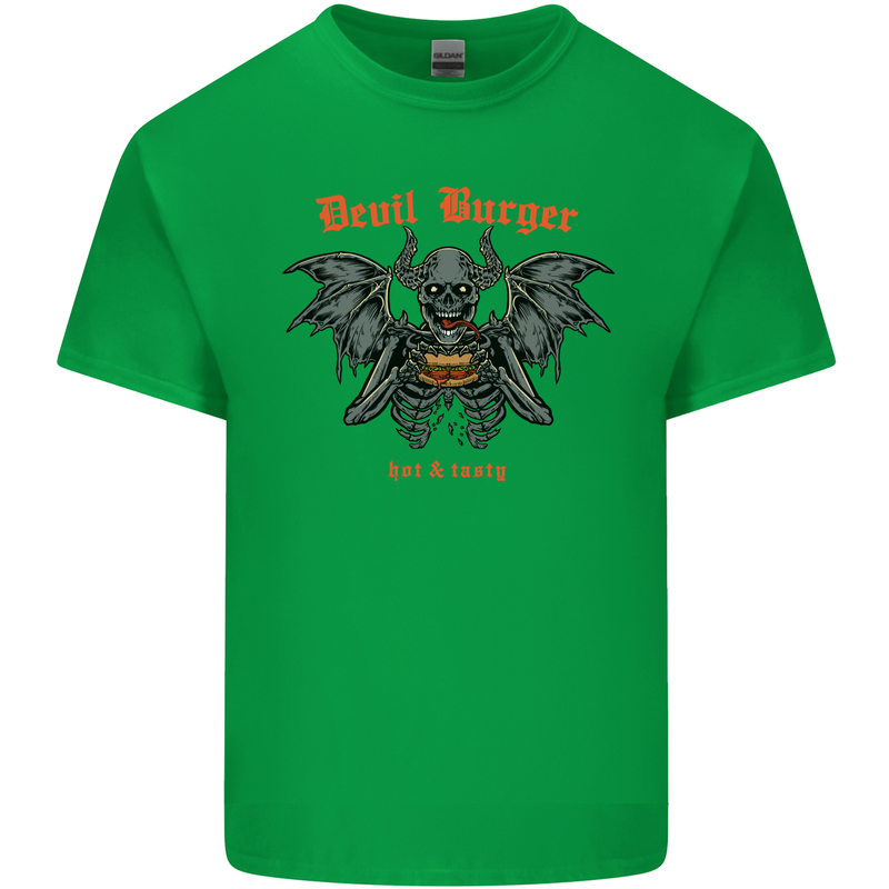 Devil Burger Demon Satan Grim Reaper BBQ Kids T-Shirt Childrens Irish Green