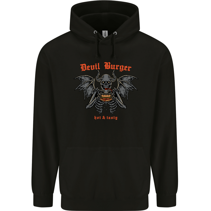 Devil Burger Demon Satan Grim Reaper BBQ Mens 80% Cotton Hoodie Black