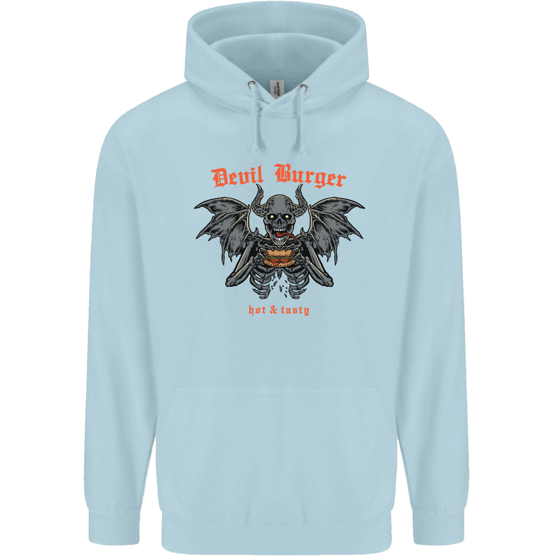 Devil Burger Demon Satan Grim Reaper BBQ Mens 80% Cotton Hoodie Light Blue