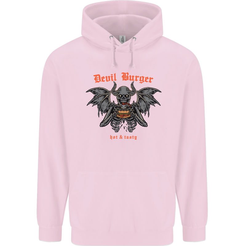 Devil Burger Demon Satan Grim Reaper BBQ Mens 80% Cotton Hoodie Light Pink