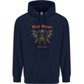 Devil Burger Demon Satan Grim Reaper BBQ Mens 80% Cotton Hoodie Navy Blue