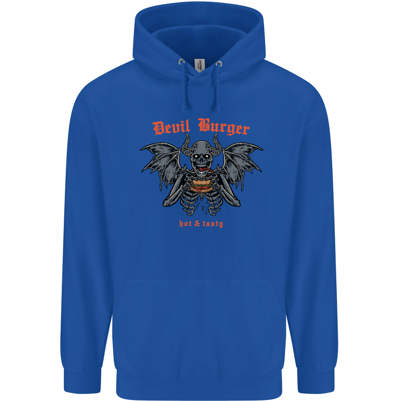 Devil Burger Demon Satan Grim Reaper BBQ Mens 80% Cotton Hoodie Royal Blue