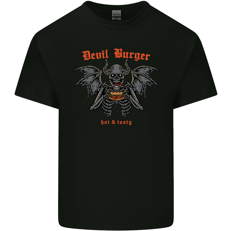 Devil Burger Demon Satan Grim Reaper BBQ Mens Cotton T-Shirt Tee Top Black
