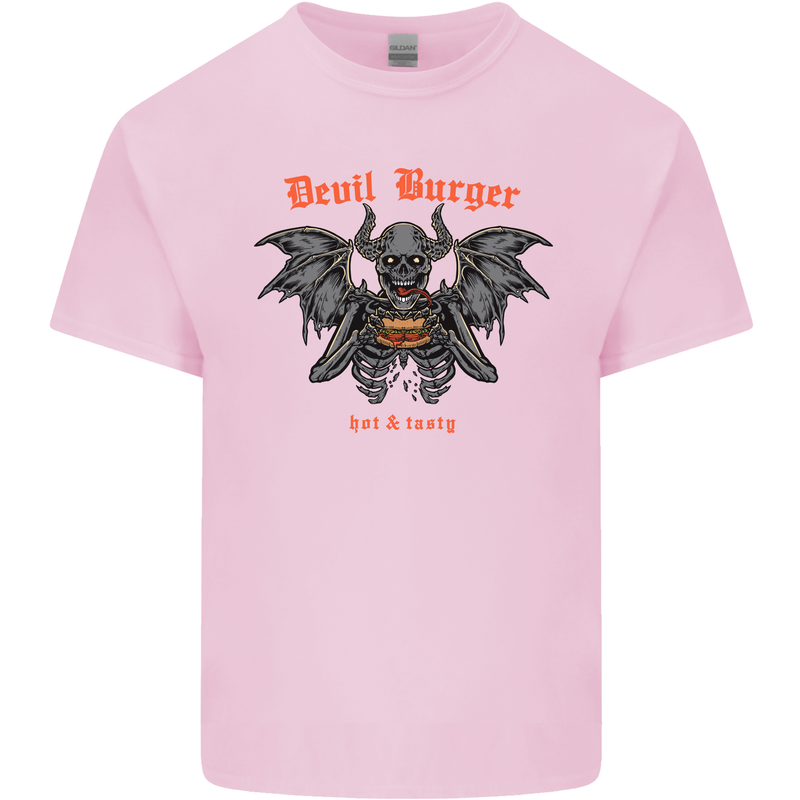 Devil Burger Demon Satan Grim Reaper BBQ Mens Cotton T-Shirt Tee Top Light Pink