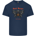 Devil Burger Demon Satan Grim Reaper BBQ Mens Cotton T-Shirt Tee Top Navy Blue
