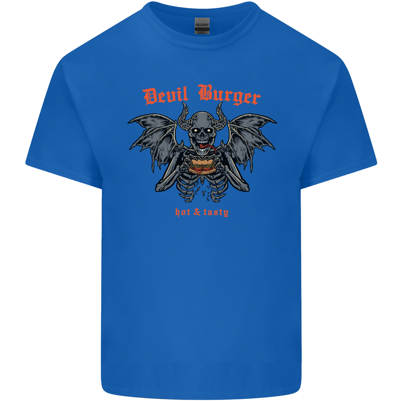 Devil Burger Demon Satan Grim Reaper BBQ Mens Cotton T-Shirt Tee Top Royal Blue