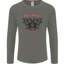 Devil Burger Demon Satan Grim Reaper BBQ Mens Long Sleeve T-Shirt Charcoal